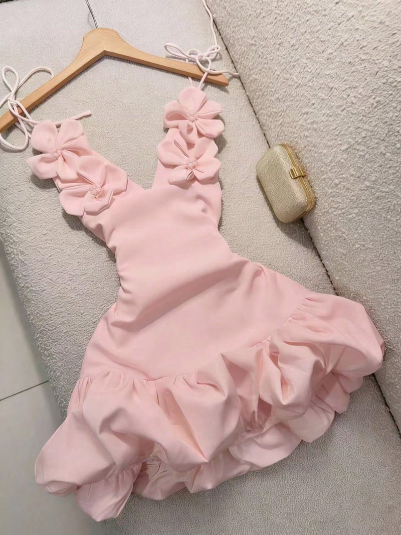 Women's Floral Strap Party Dress - Image 5