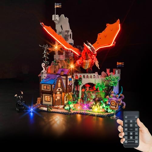 Hilighting Upgraded Led Light Kit Compatible with Lego Dungeons Dragons Red Dragons Tale Building Set Remote Control Version Compatible with Lego 21348 Model Not Included - Image 1