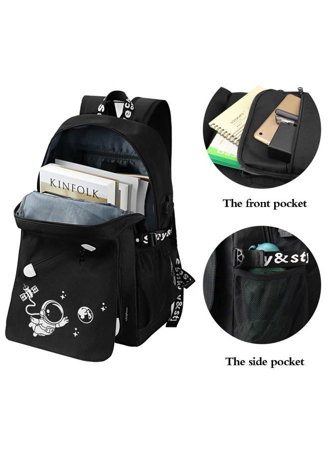 FEWOFJ Anime Astronaut Backpack for Boys, School Bags Glow Bookbags for Teenagers - Image 4