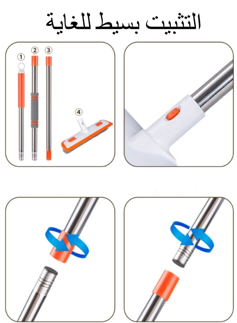 Cleaning Brush with Long Handle, bathroom floor brush, 2 in 1 Floor Scrub Brush Stiff Bristle Brush Scrubber with Squeegee, Shower Scrubber Kit with 123cm Extendable Handle for Bathroom, Kitchen, Deck, Tub and Tile - Image 2