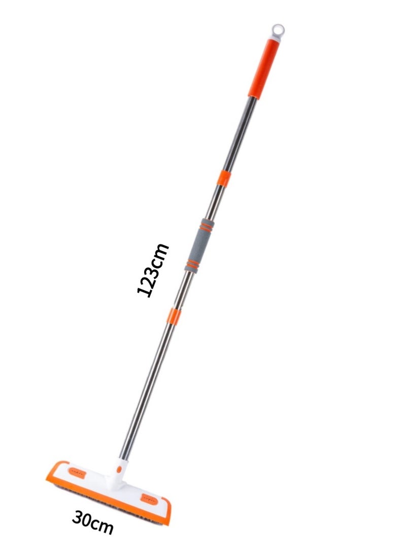 Cleaning Brush with Long Handle, bathroom floor brush, 2 in 1 Floor Scrub Brush Stiff Bristle Brush Scrubber with Squeegee, Shower Scrubber Kit with 123cm Extendable Handle for Bathroom, Kitchen, Deck, Tub and Tile - Image 3