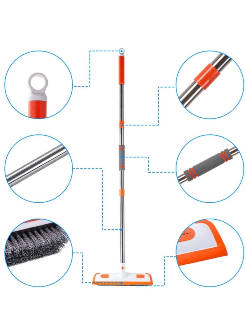Cleaning Brush with Long Handle, bathroom floor brush, 2 in 1 Floor Scrub Brush Stiff Bristle Brush Scrubber with Squeegee, Shower Scrubber Kit with 123cm Extendable Handle for Bathroom, Kitchen, Deck, Tub and Tile - Image 4