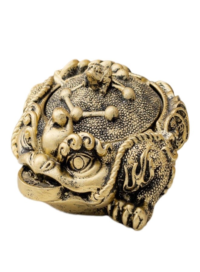 CUIYKAI Ashtray with Lid, Feng Shui Decor Money Frog, Lucky Money Toad Decorations, Ideal for Attracting Wealth (Bronze) - Image 1