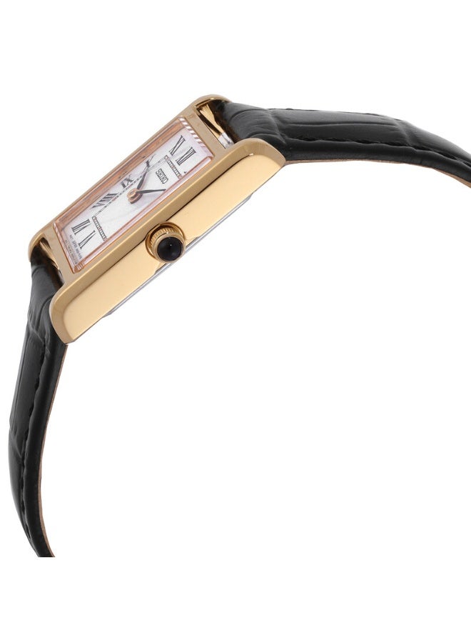 Seiko Classic Quartz Women's Watch, White Dial, Black Leather Strap SWR108P1 - Image 2