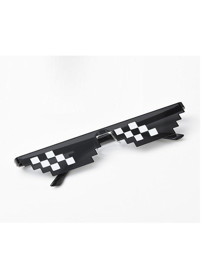 1 Pack Thug Life Sunglasses, Men Women Glass 8 Bit Pixel Mosaic Glasses Photo Props Unisex Sunglass Toy，Deal with it Glasses Bachelor Party Decor，Black - Image 2