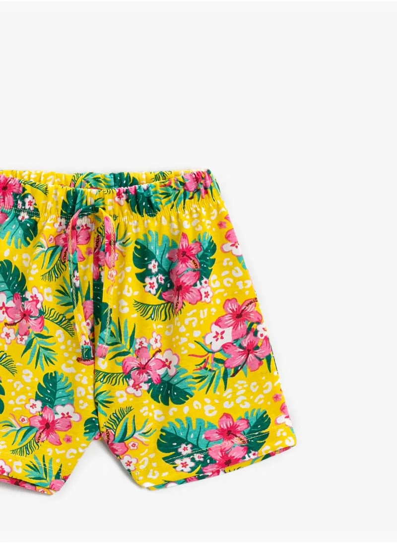 KOTON Summer Themed Flower Printed Shorts