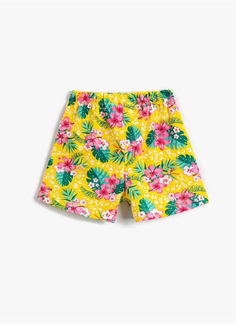 KOTON Summer Themed Flower Printed Shorts