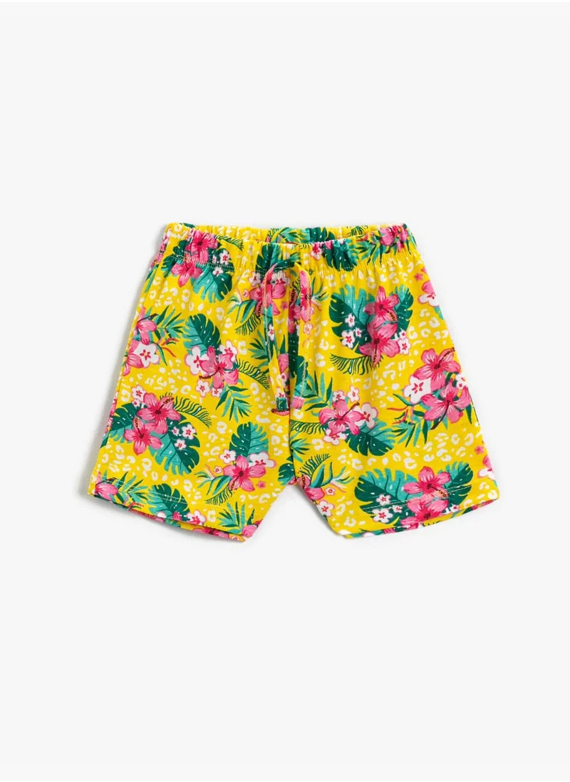 KOTON Summer Themed Flower Printed Shorts