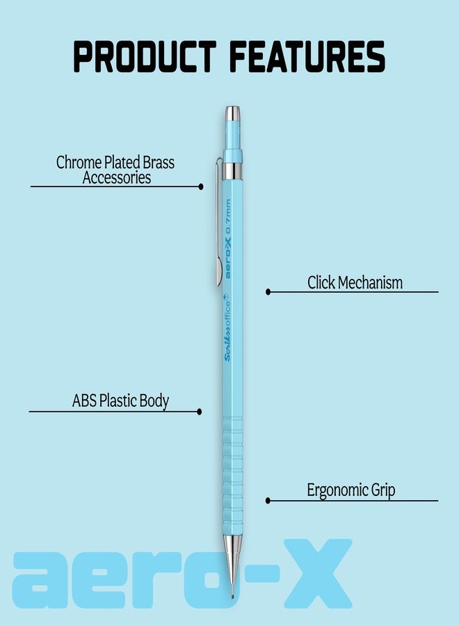 Scrikss 0.7mm Light Blue Mechanical Lead Pencil | Aero-x | Lightweight | Cute Click Pen Pencil for drafting Stationery Sketching Drawing - Image 2