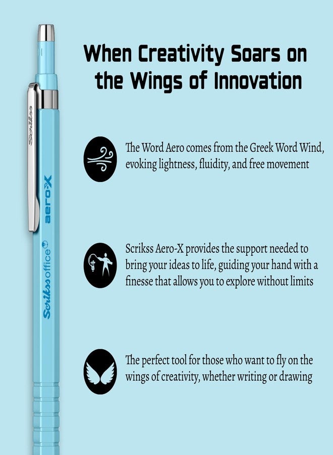 Scrikss 0.7mm Light Blue Mechanical Lead Pencil | Aero-x | Lightweight | Cute Click Pen Pencil for drafting Stationery Sketching Drawing - Image 4