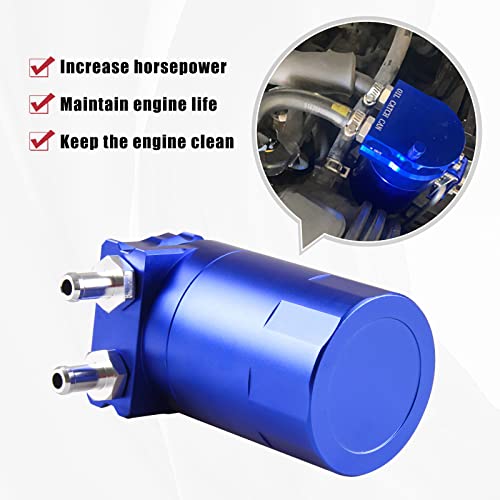 RULLINE Universal 350ml Reservoir Tank Oil Catch Can Tank 0046 Aluminum Polish Baffled Reservoir with Bracket Blue - Image 4
