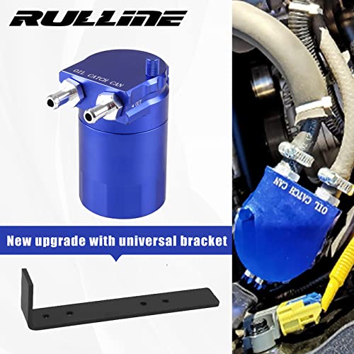 RULLINE Universal 350ml Reservoir Tank Oil Catch Can Tank 0046 Aluminum Polish Baffled Reservoir with Bracket Blue - Image 2