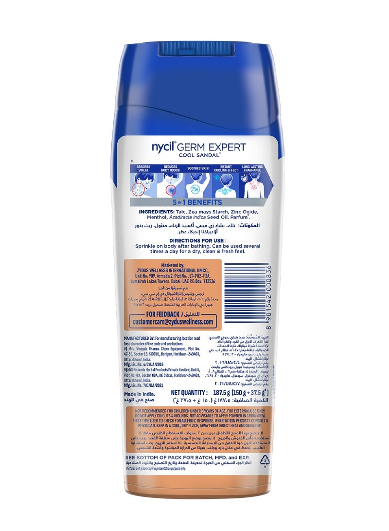 NYCIL Germ Expert Cooling Talc - Cool Sandal 150 g  Cooling Talc powder Cooling Relief - Image 2