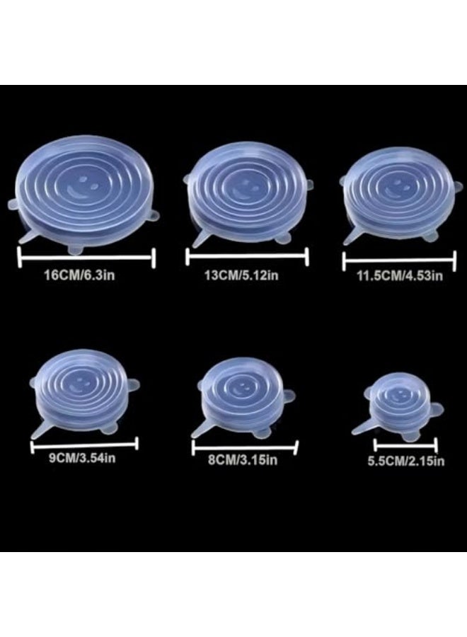 6PCS Silicone Stretch Lids for Food Storage, Reusable Elastic Bowl Covers for Cup, Cans, Jars, Most Round Container, Food Grade Silicone Microwave Cover, Heat-Resistant, White  - Image 4