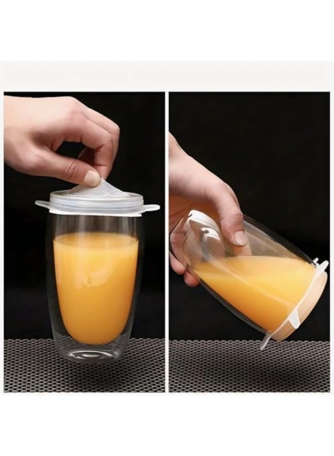 6PCS Silicone Stretch Lids for Food Storage, Reusable Elastic Bowl Covers for Cup, Cans, Jars, Most Round Container, Food Grade Silicone Microwave Cover, Heat-Resistant, White  - Image 2