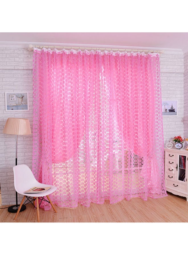 NIBEMINENT Rose Tulle Window Curtain Pink 200 x 100cm - Image 1