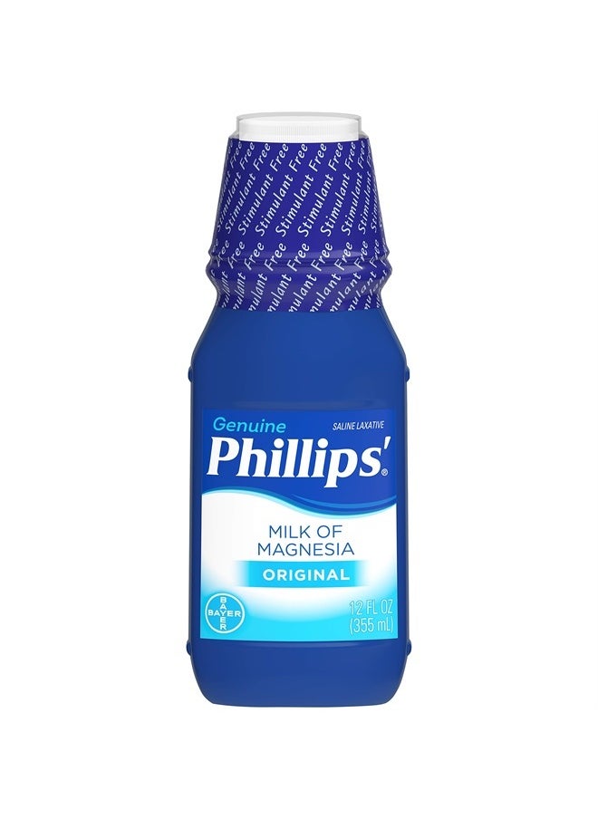 Phillips' - ملين سائل من حليب المغنيسيا، 12 أونصة، خالٍ من التقلصات ومسكن لطيف طوال الليل للإمساك العرضي، العلامة التجارية رقم 1 لحليب المغنيسيا - Image 1