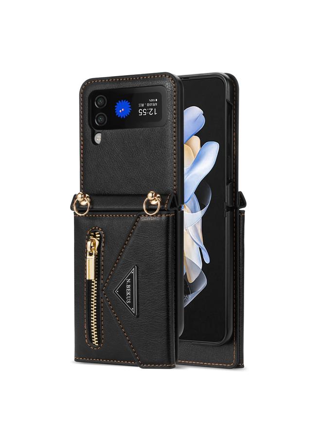 The Bros Case For Samsung Galaxy Z Flip3 5G Side Zipper Folding Phone Leather Case