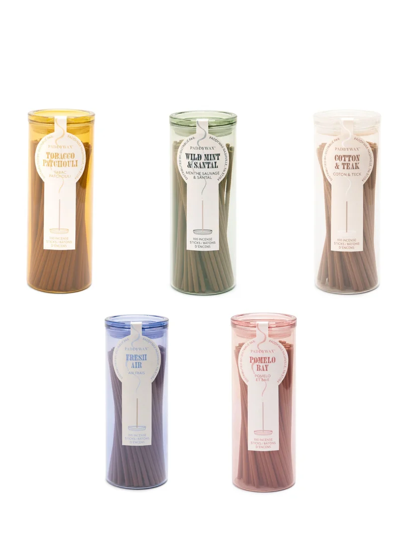 Paddywax Wild Mint & Santal Incense Sticks With Glass Jar & Holder 100 Sticks