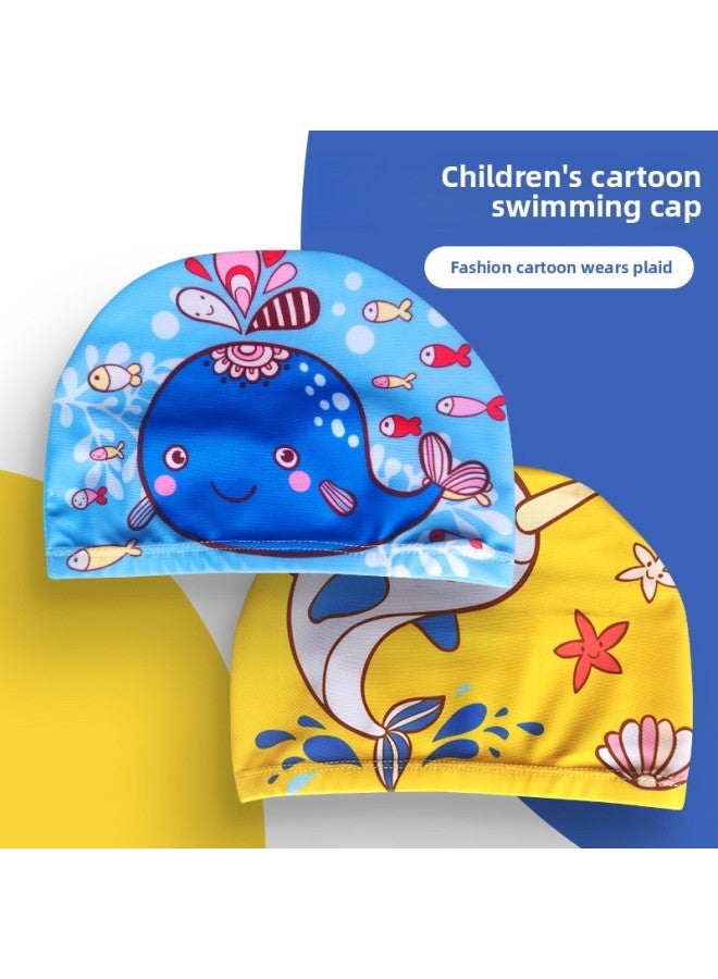 Children's Swimming Cap Cartoon Cute Fashion Comfortable Head Direct Paper Card Bag Breathable Swimming Cap-Color:Small Boat On Yellow Background
