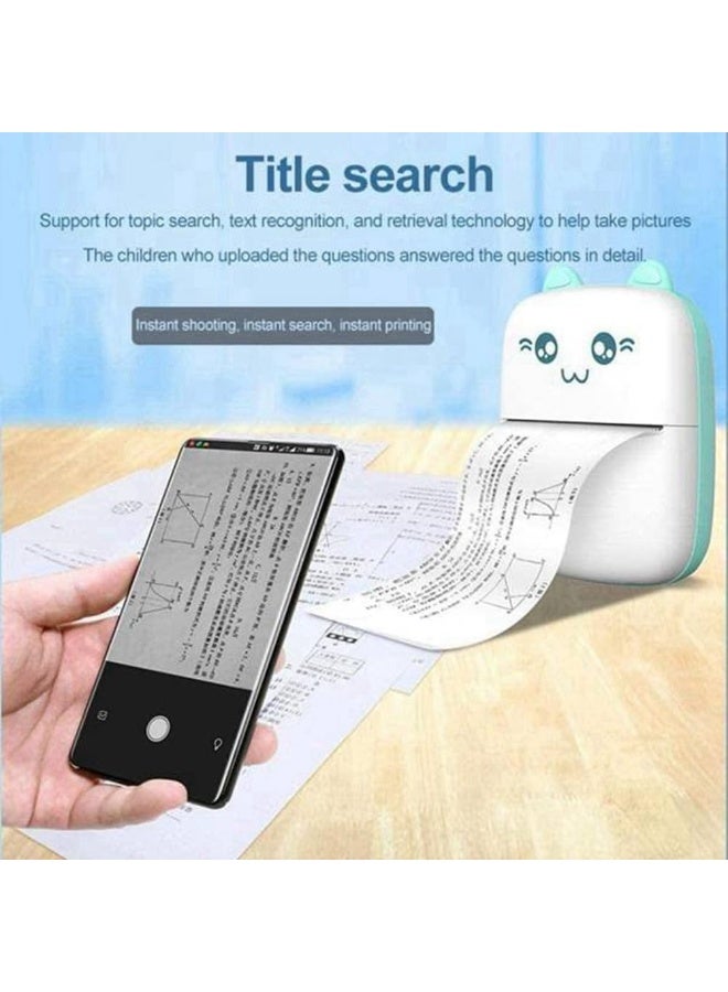 Cute Portable Mini Printer Set - Includes 5 Thermal Papers + 5 Adhesive Papers + 3 Color Papers + 6 Markers + 1 Sticker | Wireless Mobile Printer for Saudi Students & Home Use - Image 2