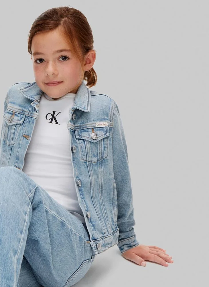 Calvin Klein Jeans Dante Wash Faded Denim Trucker Jacket for Women | Best Price UAE