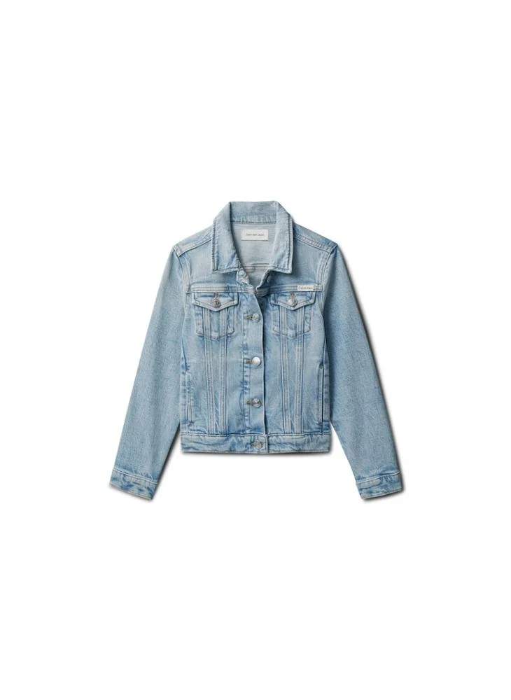 Calvin Klein Jeans Dante Wash Faded Denim Trucker Jacket for Women | Best Price UAE