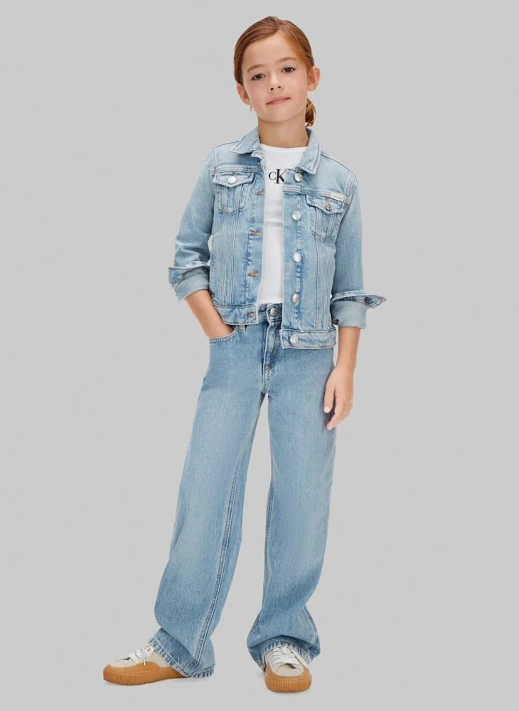 Calvin Klein Jeans Dante Wash Faded Denim Trucker Jacket for Women | Best Price UAE