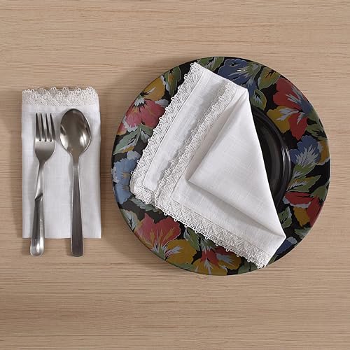 FINGERCRAFT Table Napkins Set of 12 Pure Cotton 12x12 Inches Excellent Absorbency Washable and Reusable, Durable Dinner Napkin for Kitchen, Hotels, Party (White) - Image 3