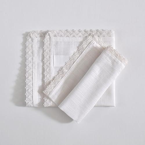 FINGERCRAFT Table Napkins Set of 12 Pure Cotton 12x12 Inches Excellent Absorbency Washable and Reusable, Durable Dinner Napkin for Kitchen, Hotels, Party (White) - Image 1