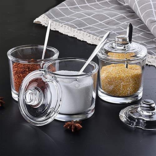 ZEAYEA Set of 2 Clear Glass Sugar Bowl, 6 Ounce Seasoning Box Condiment Pots with Spoon and Lid, Sugar Spice Salt Canister for Home Kitchen, Coffee Bar, Restaurant - Image 5