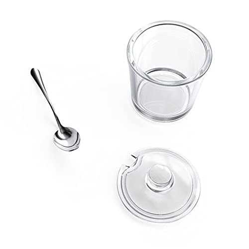 ZEAYEA Set of 2 Clear Glass Sugar Bowl, 6 Ounce Seasoning Box Condiment Pots with Spoon and Lid, Sugar Spice Salt Canister for Home Kitchen, Coffee Bar, Restaurant - Image 4
