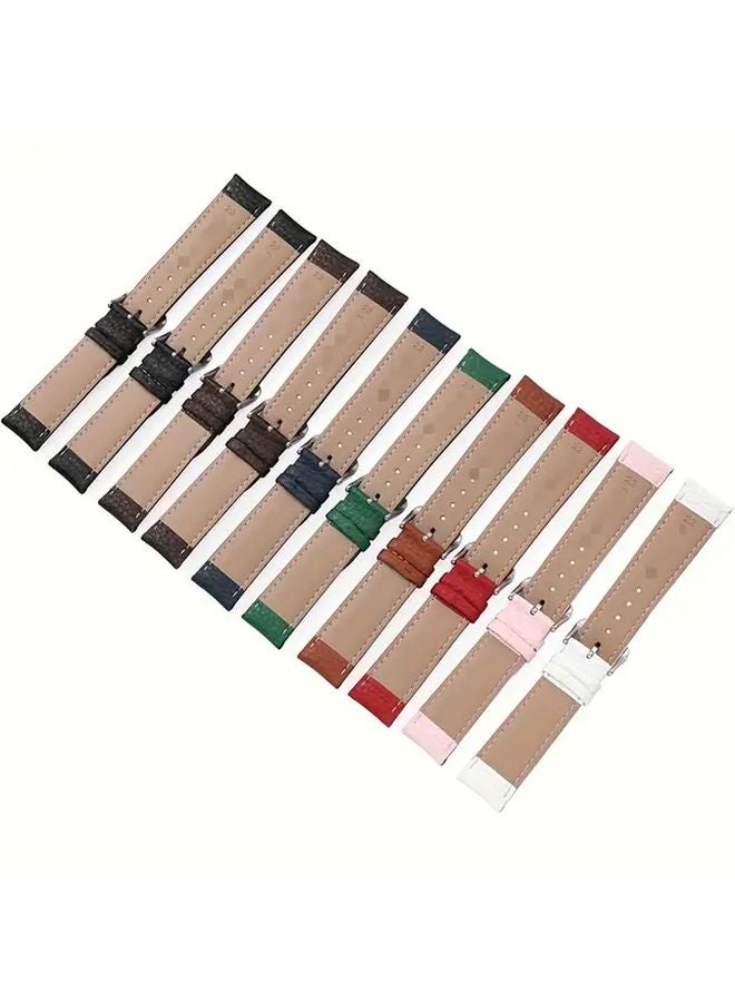 Black 20mm Width Litchi Pattern Design Watch Band Strap Replacement For Men And Women - Image 2