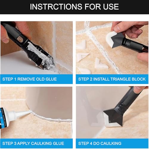 Lyrovo 250g Tiles Gap Filler Paste with 3 in 1 Applicator Tool and Nozzles Waterproof Sealant Leakage Repair for Walls, Kitchen and Bathroom (1, White) - Image 4