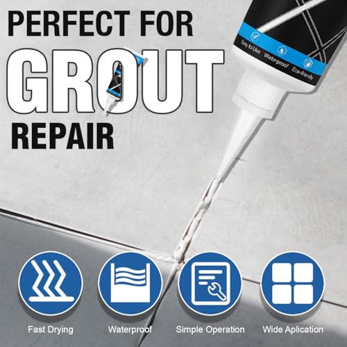 Lyrovo 250g Tiles Gap Filler Paste with 3 in 1 Applicator Tool and Nozzles Waterproof Sealant Leakage Repair for Walls, Kitchen and Bathroom (1, White) - Image 3