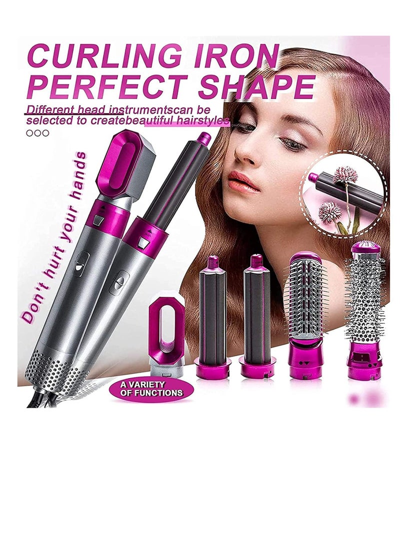 5 In 1 Hair Curler Rotating Hair Dryer Hair Straightener Comb Curling Brush 5 interchangeable barrels, 3 adjustable modes, 30S heating, smoothing iron styling tools - Image 1