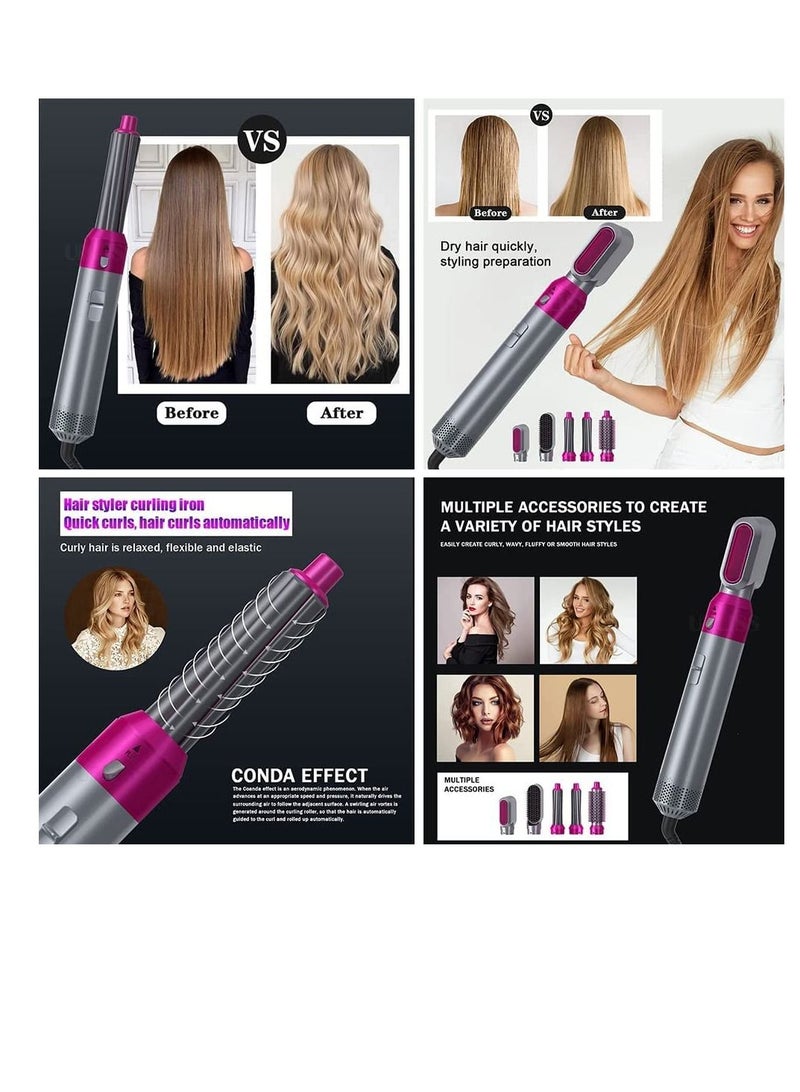5 In 1 Hair Curler Rotating Hair Dryer Hair Straightener Comb Curling Brush 5 interchangeable barrels, 3 adjustable modes, 30S heating, smoothing iron styling tools - Image 2