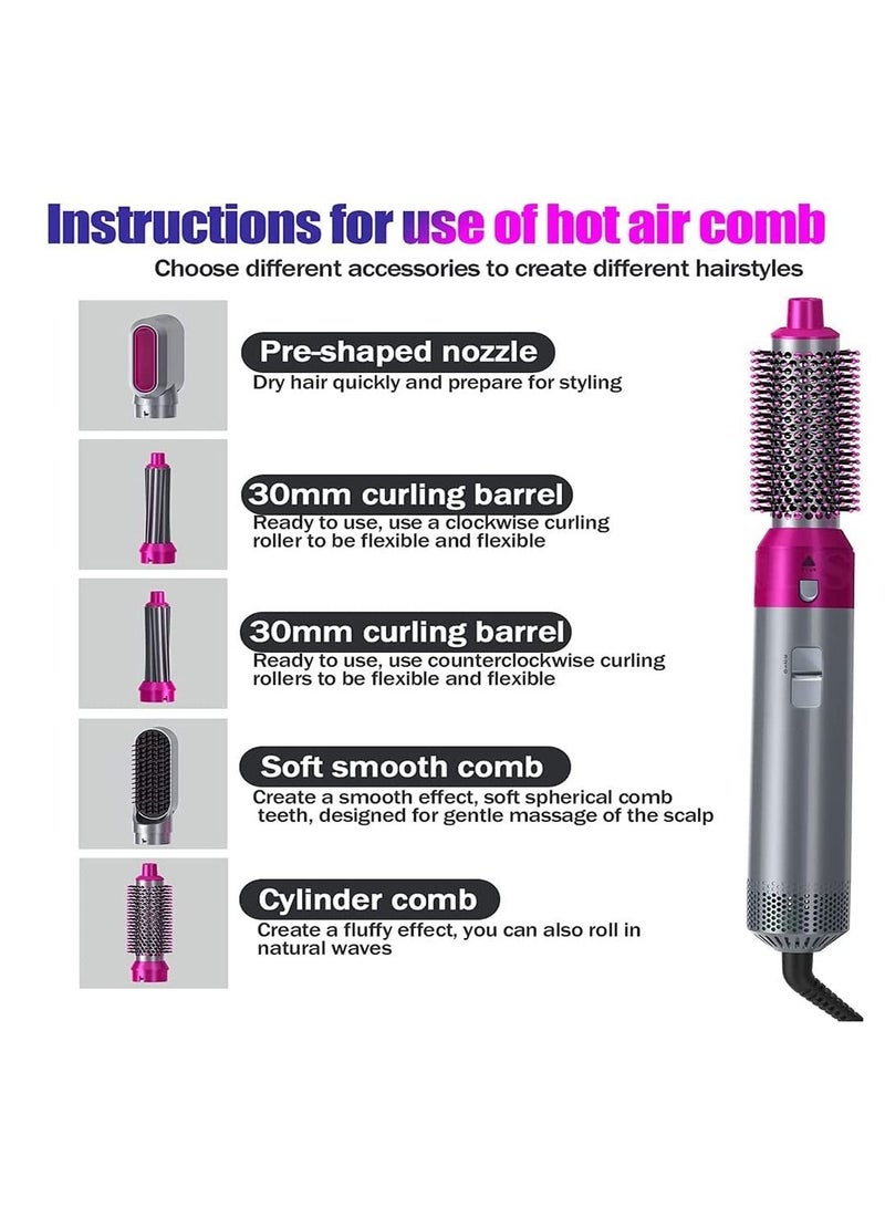 5 In 1 Hair Curler Rotating Hair Dryer Hair Straightener Comb Curling Brush 5 interchangeable barrels, 3 adjustable modes, 30S heating, smoothing iron styling tools - Image 3