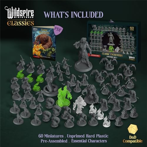 Wildspire Classic Encounters  Expansion Set I  60 Iconic DND Miniatures Bulk Monsters Unpainted Tabletop RPG DND Minis DD Miniatures Fantasy Figurines Dungeons  Dragons Minis 28mm Assembled Unprimed - Image 5