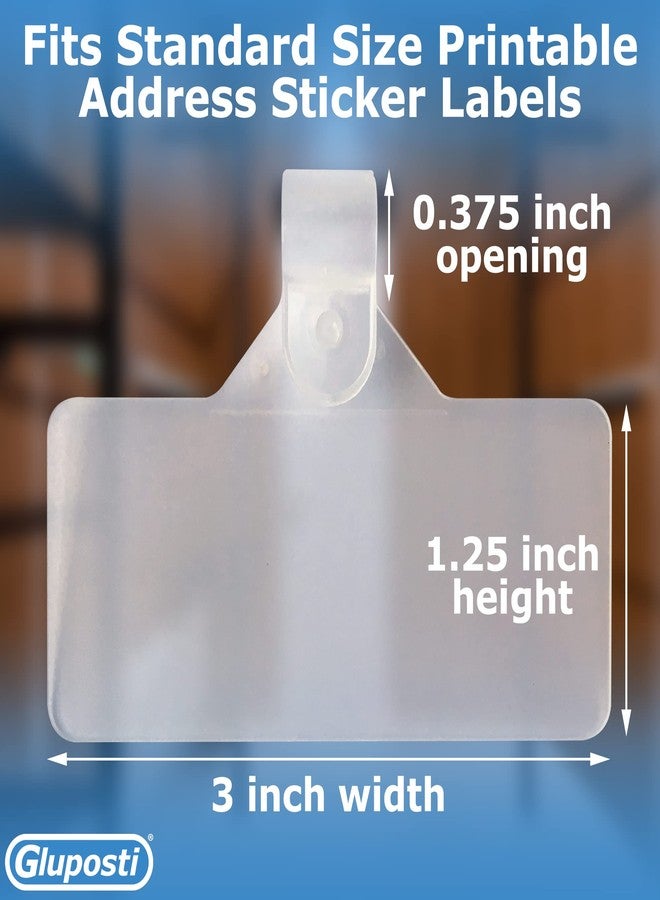 Gluposti 25 Plastic Wire Shelf Label Holder, Reusable Clip-on Adhesive Wire Rack Label Holder for Pantry Organization & Retail Display, 3" W x 1.25" H, Clear - Image 2