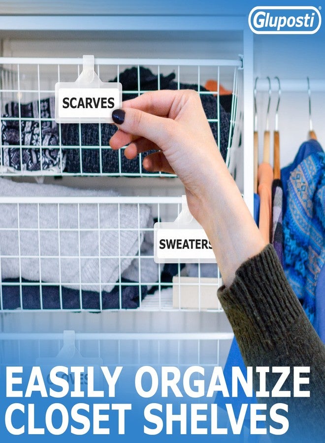 Gluposti 25 Plastic Wire Shelf Label Holder, Reusable Clip-on Adhesive Wire Rack Label Holder for Pantry Organization & Retail Display, 3" W x 1.25" H, Clear - Image 3