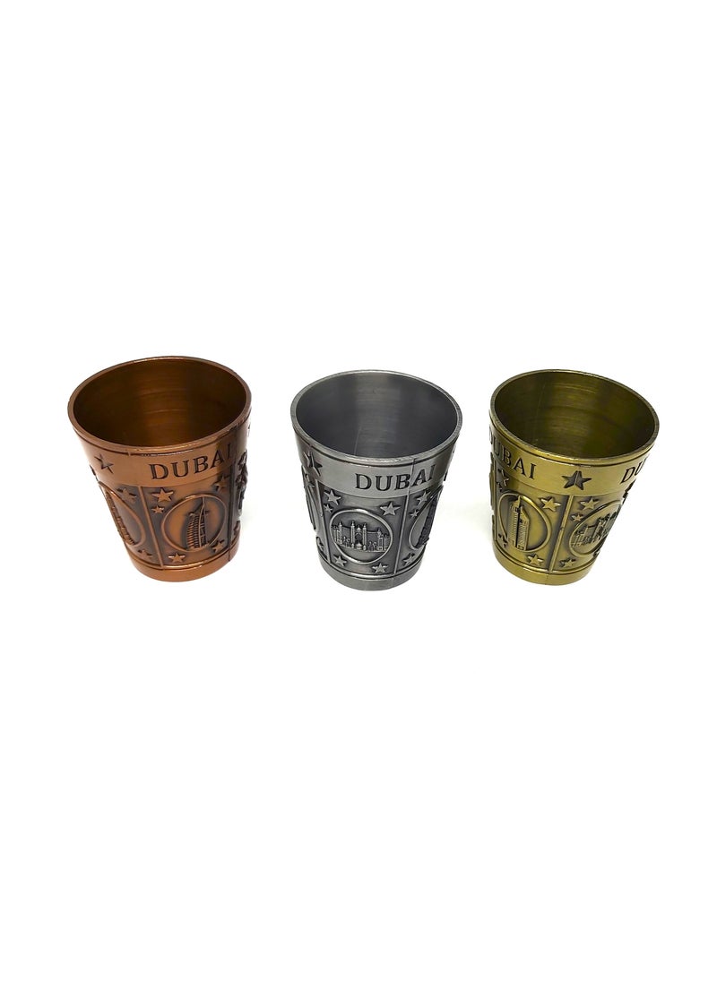 Souvenir Souq Metal Short Glass set of 3 multicolor  - Image 1