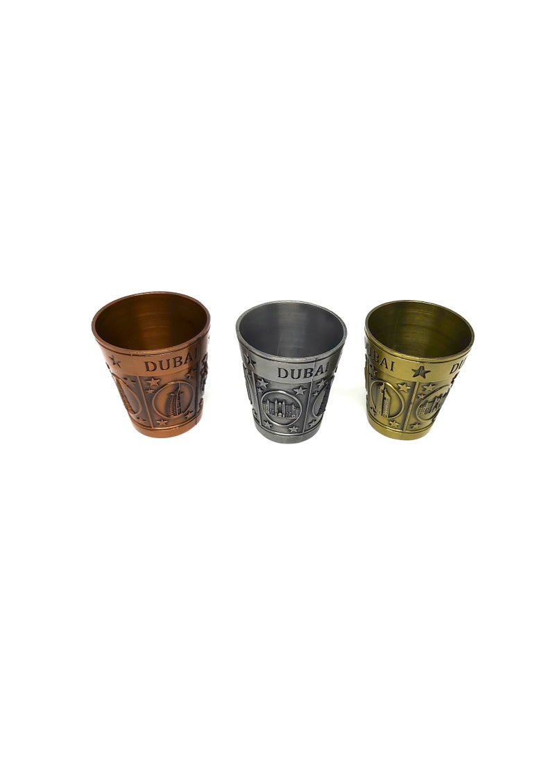 Souvenir Souq Metal Short Glass set of 3 multicolor  - Image 2