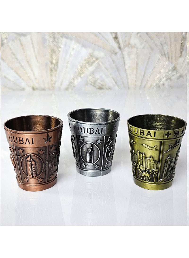 Souvenir Souq Souvenir Decoration Premium Metal Short Glass Multicolor  Polish 3 pcs - Image 1