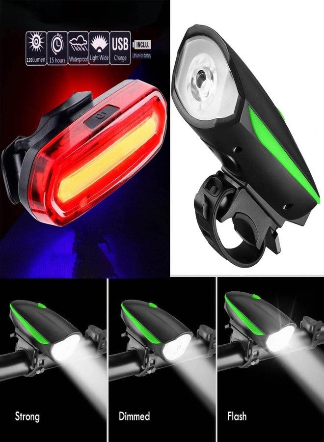 FCCRACING Combo of Bicycle LED USB Rechargeable Head Light and Tail Light with Multicolor (Blue-Red) - Image 2