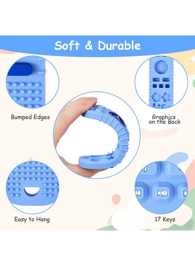 Aolso Silicone Baby Teething Toys, Remote Control Shape Teethers Toys with Teething Tubes and Pacifier Clip, Baby Teething Toys for 3 Months+, Remote Teething Toy BPA Free/Freezable/Dishwasher Safe(Blue) - Image 2