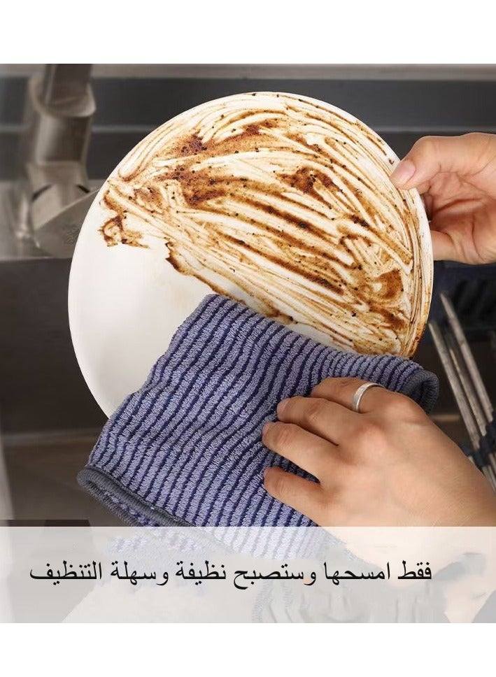جاكت 4 عبوات من الخرق السميكة للمطبخ المنزلي مع امتصاص قوي للماء، بدون وبر، مزيل للشحوم ومناشف غسيل الأطباق غير اللاصقة أزرق + أخضر + لون البشرة + وردي - Image 3
