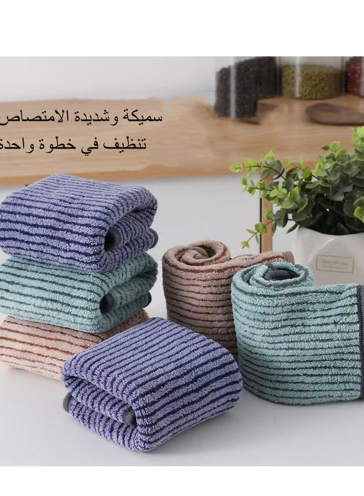 جاكت 4 عبوات من الخرق السميكة للمطبخ المنزلي مع امتصاص قوي للماء، بدون وبر، مزيل للشحوم ومناشف غسيل الأطباق غير اللاصقة أزرق + أخضر + لون البشرة + وردي - Image 2