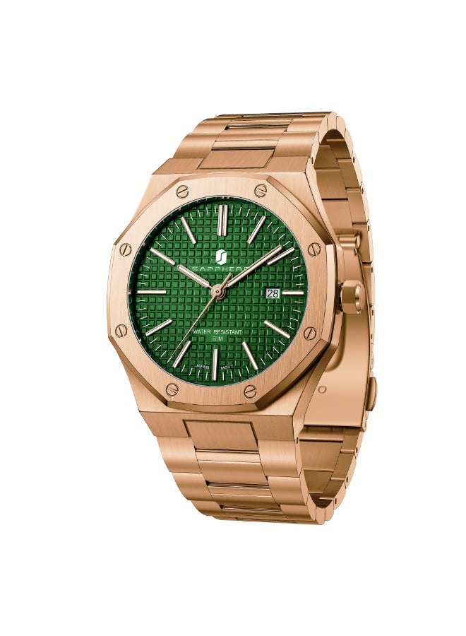 SAPPHERO Men's Watch Octagonal Stainless Steel Luminous Wristwatch Luxury Analog Quartz Watch for Men with Date Elegant Mens - Image 1