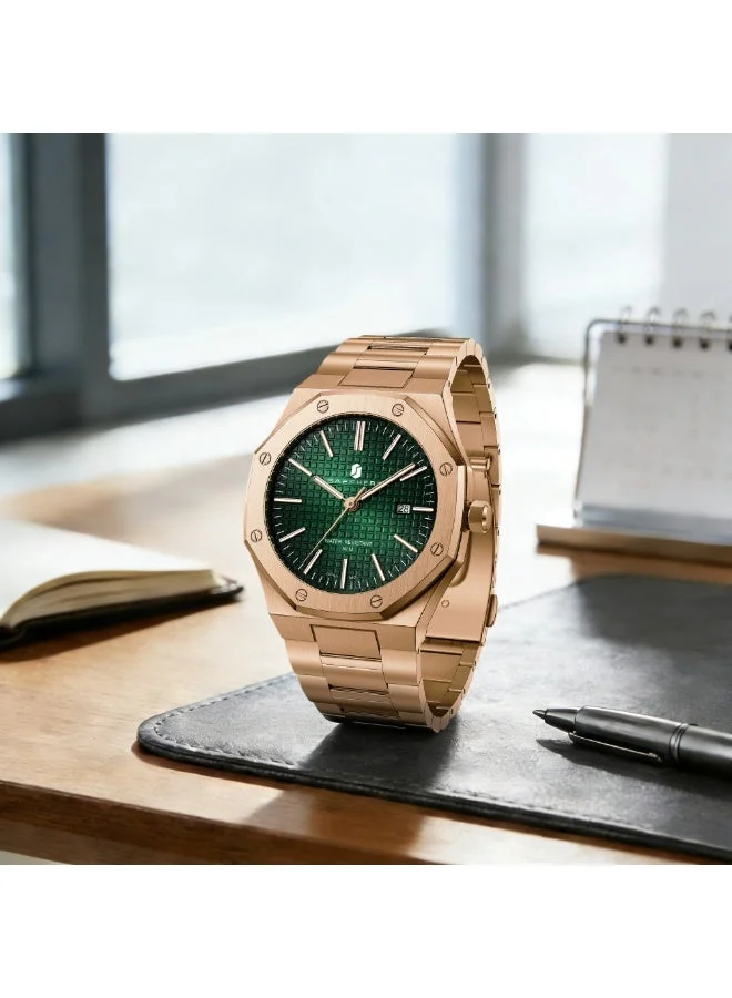 Sapphero  SAPPHERO Men's Watch Octagonal Stainless Steel Luminous Wristwatch Luxury Analog Quartz Watch for Men with Date Elegant Mens for Men | Best Price UAE